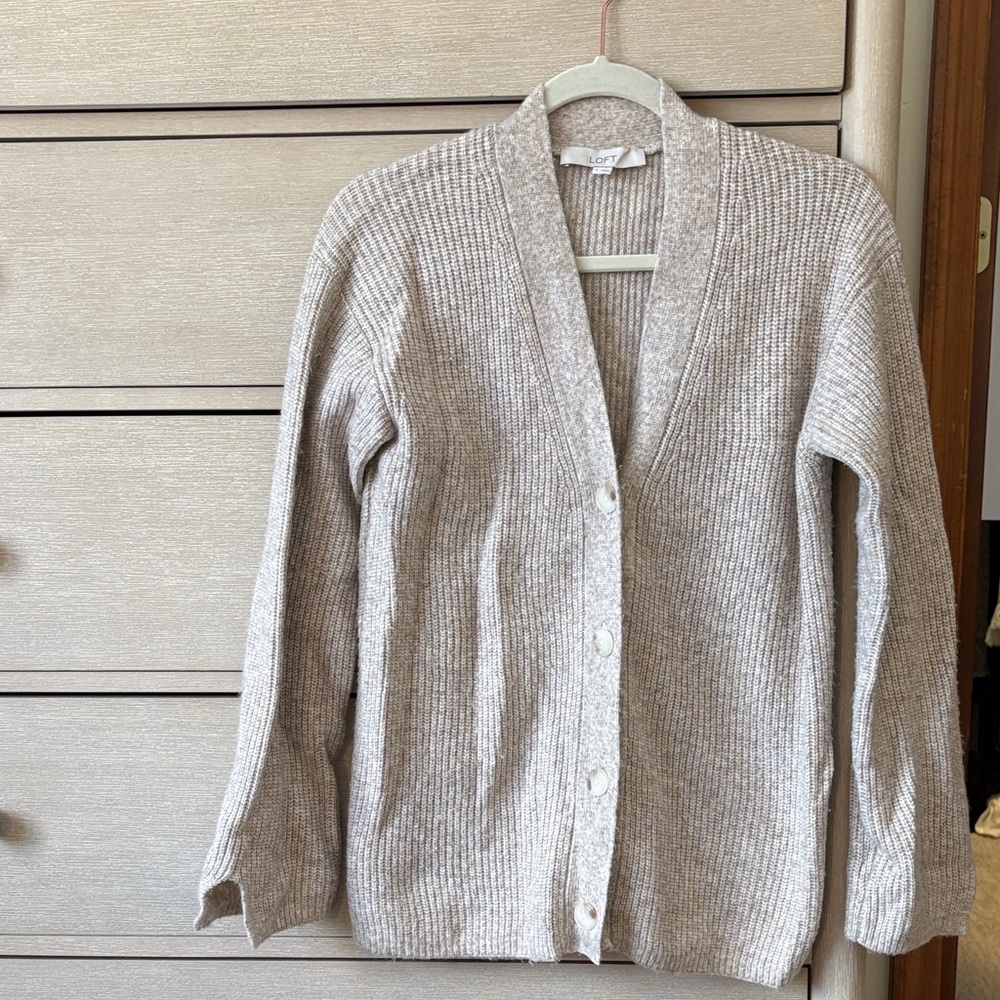 LOFT Light Gray Cardigan Sweater